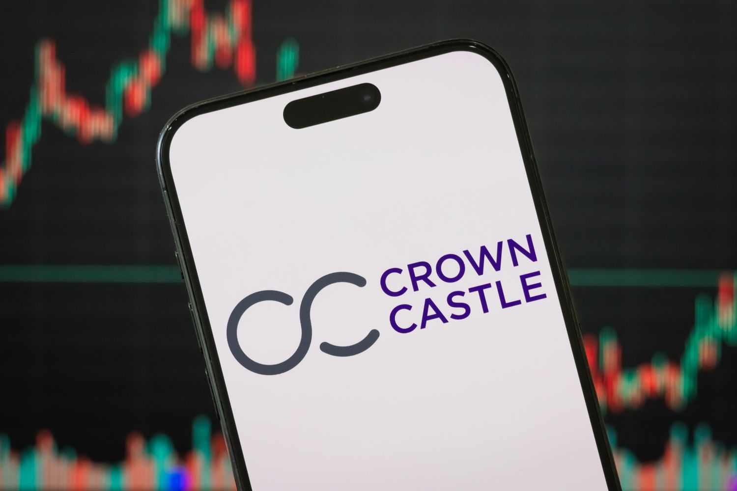 Crown Castle logo is displayed on a smartphone screen