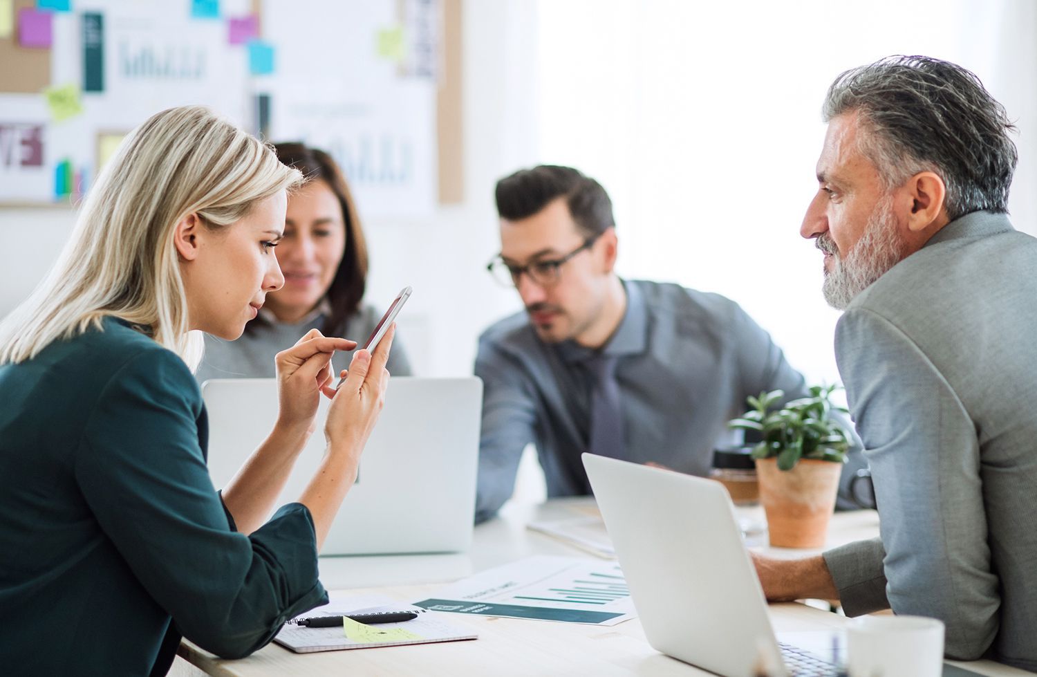 Colleagues in an office having a meeting