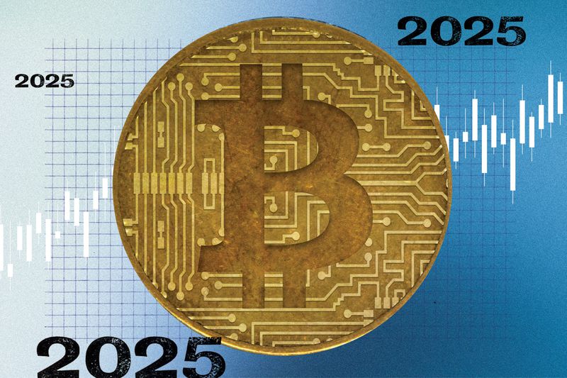 Illustration of bitcoin and 2025