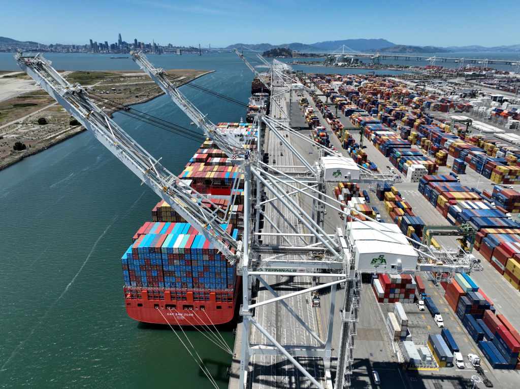 Container ship at port
