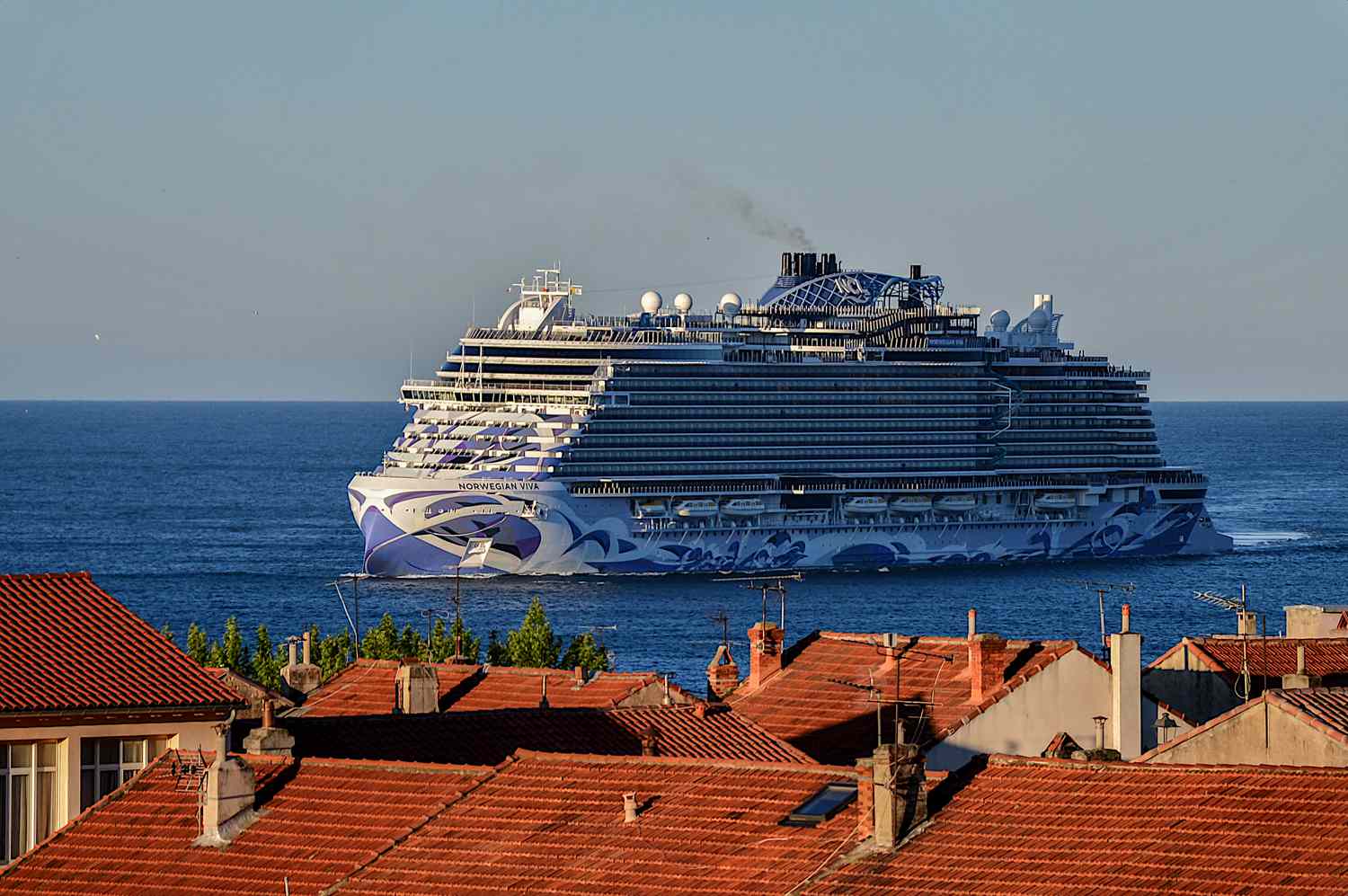 The passenger cruise ship Norwegian Viva arrives at the French Mediterranean port of Marseille.