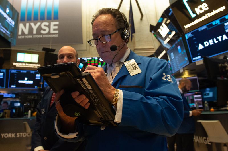Stock trader on the floor of the New York Stock Exchange.