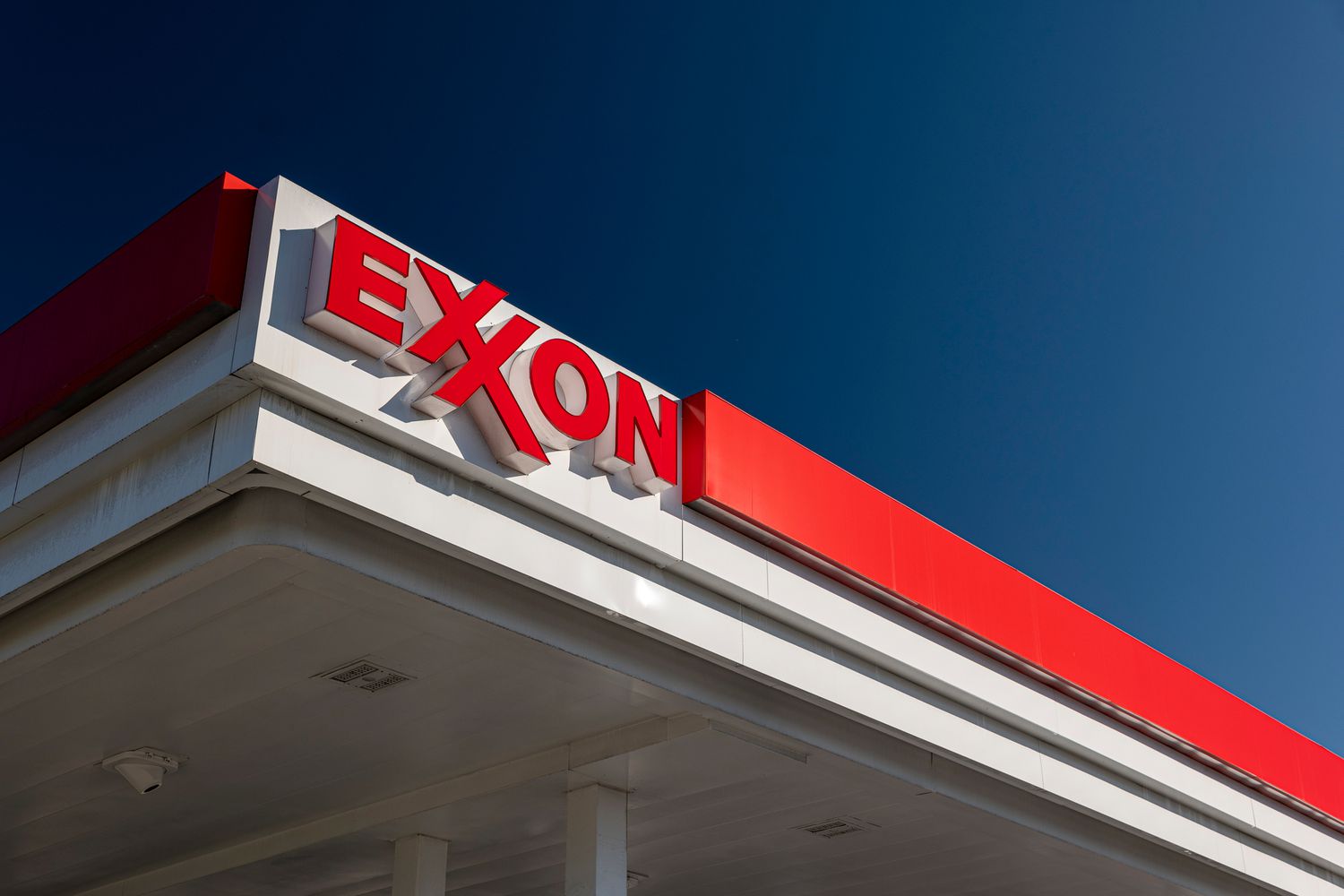 Signage at an Exxon Mobil gas station