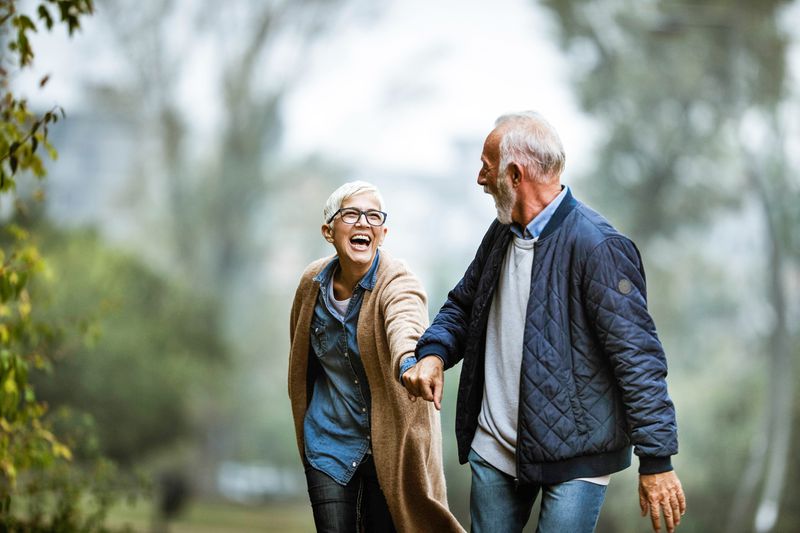 Senior couple having fun in the park